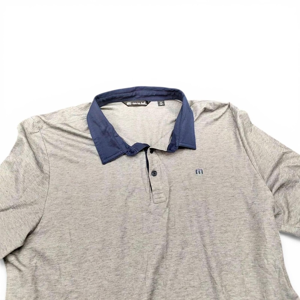 TravisMathew Polo Shirt Mens Large Gray Short Sleeve Golf Performance Logo Top